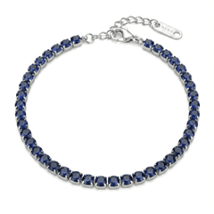 Tennis Bracelet with 3 mm Blue Cubic Zirconia