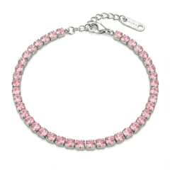 Tennis Bracelet with 3 mm Pastel Pink Cubic Zirconia