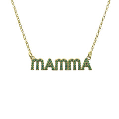 Mama-ketting met groene zirkonia