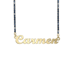 Blauwe tennis-ketting met naam