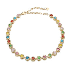 Rainbow Halo Tennis Necklace