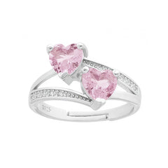 Dubbele ring met roze hart