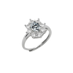 Kate-ring met bloem, witte steen en witte zirkonia's