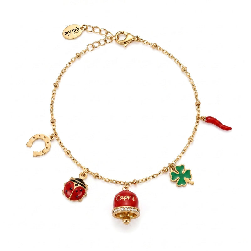 Bracciale Portafortuna con Campanella "Capri" Rossa - My Mo Gioielli