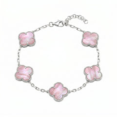 Four-Leaf Clover Bracelet with Pink Mother-of-Pearl