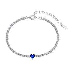 Tennis Bracelet with Blue Heart
