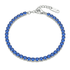 Tennis Bracelet with 3 mm Electric Blue Cubic Zirconia
