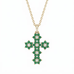 Ketting met kruis, "Magic Emerald", groen