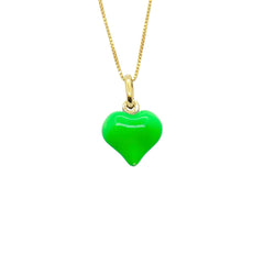 Ketting met bol hart, fluorescerend groen geëmailleerd