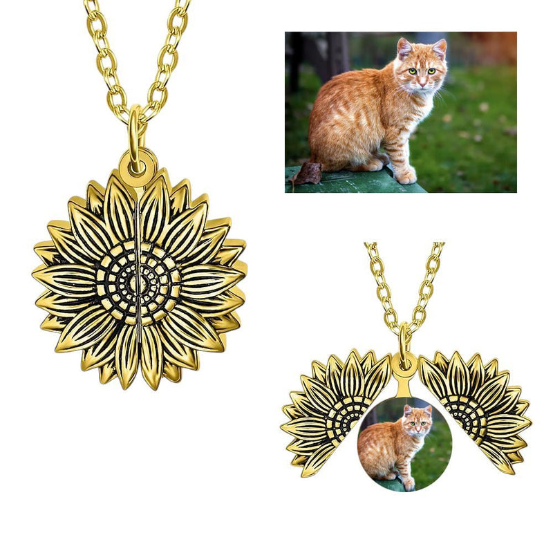 Collana Girasole Scrigno con Foto Personalizzata in Acciaio - My Mo Gioielli