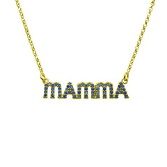 Mama-ketting met blauwe zirkonia's