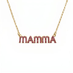 Mama-ketting met fuchsia zirkonia's