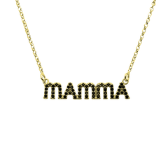 Mama-ketting met zwarte zirkonia's