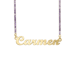 Naamketting met lila tenniszetting